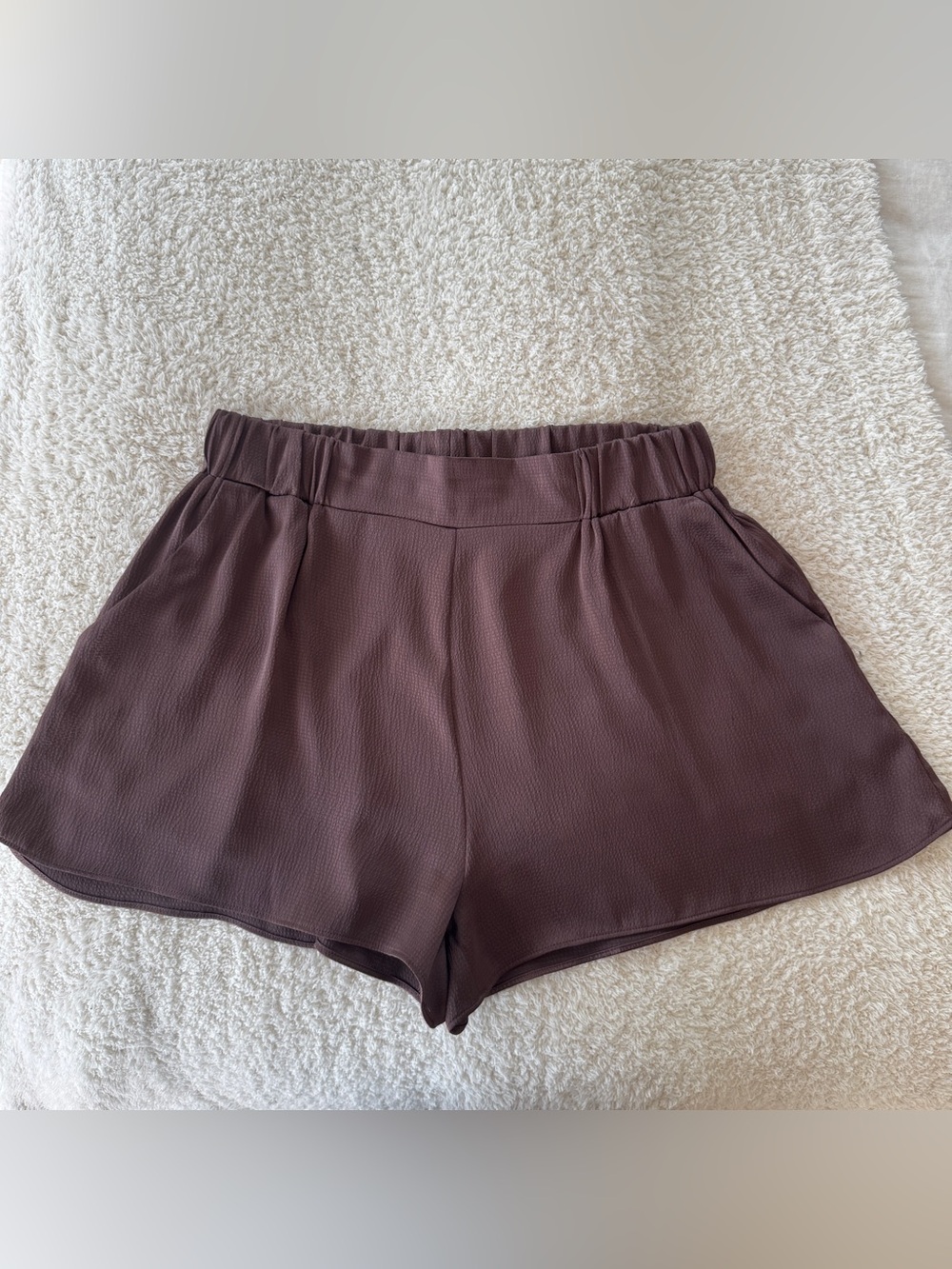 Oak Street Brown Textured Pull-On Shorts Elastic Waist Size L